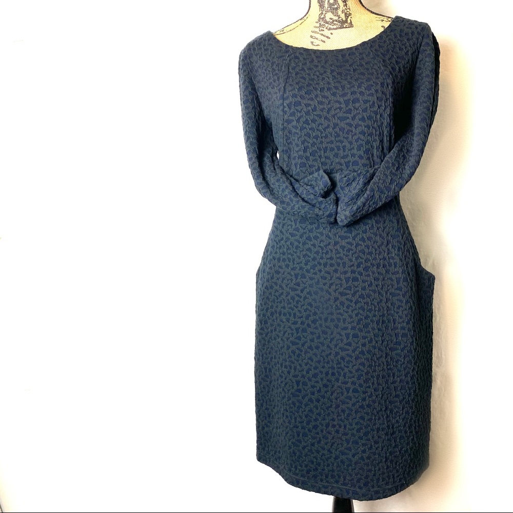 Sharagano long sleeve sheath dress